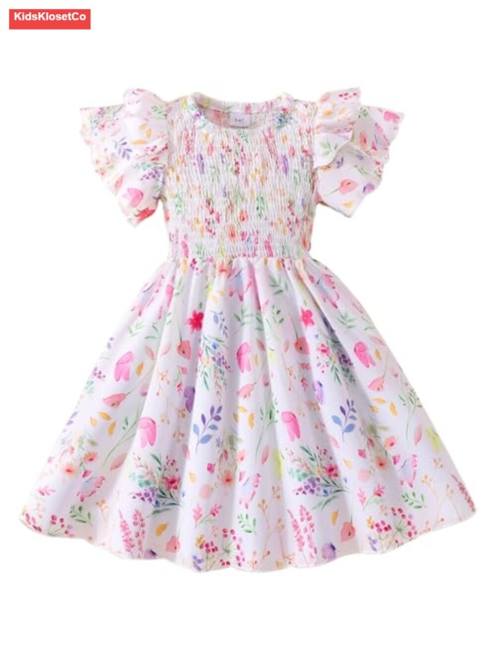 Ruffle Sleeve Floral Smocked Dress Toddler Summer Tiered Boho Sundress